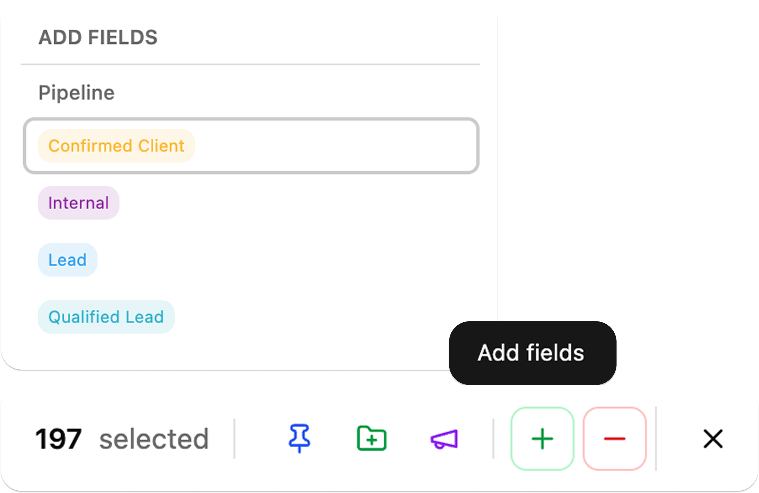CRM interface for organizing Telegram chats
